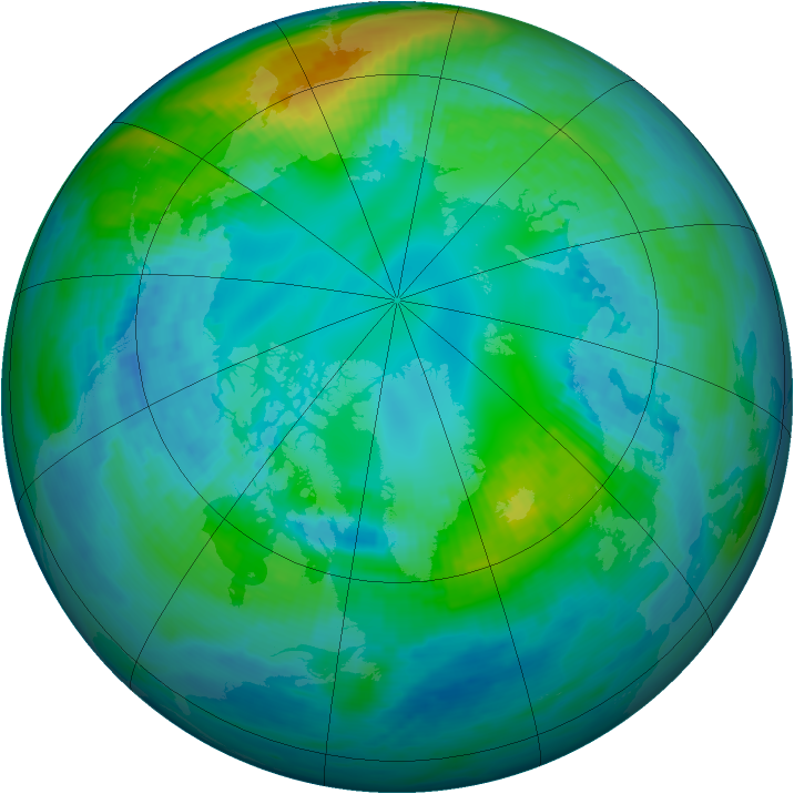 Arctic ozone map for 29 October 1986